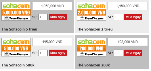 thẻ sohacoin online