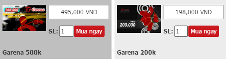 THẺ GARENA - CÁCH MUA THẺ GARENA ONLINE NHANH NHẤT