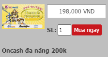 MUA THẺ ONCASH ĐA NĂNG 200K TẠI TRUMTHE.COM